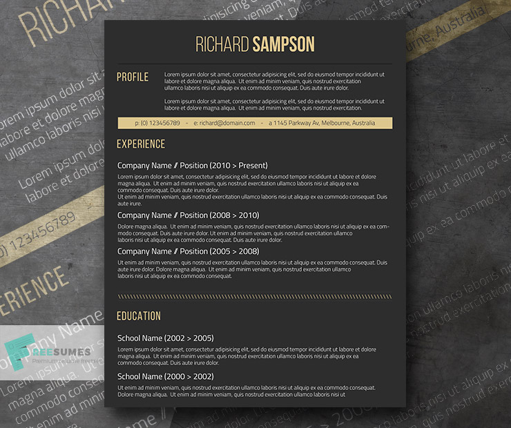 dark resume template freebie