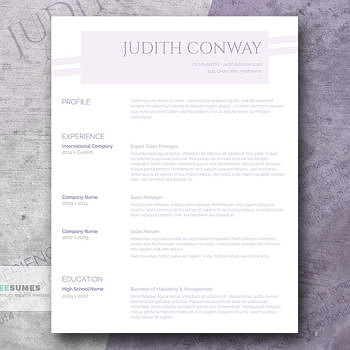 lilac resume design