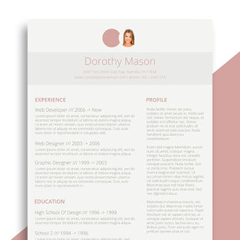 resume template simple in pink