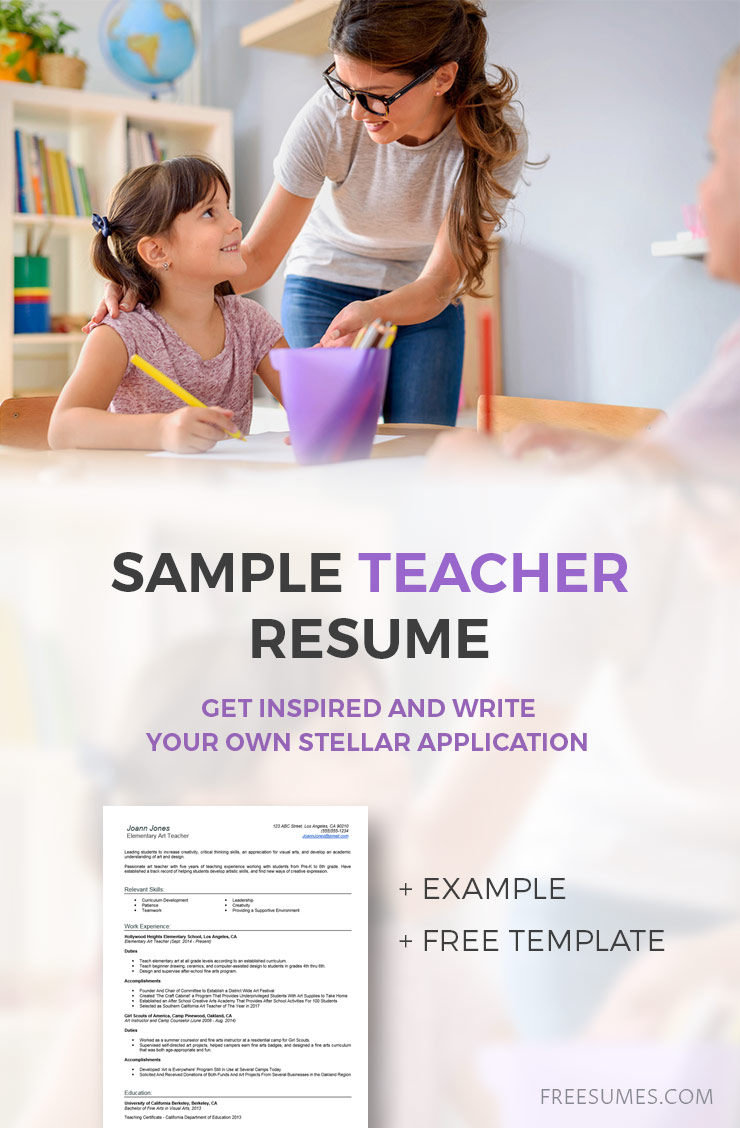 Teacher Resume Example Write Your Stellar Application  Freesumes