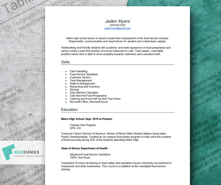 resume example for teens