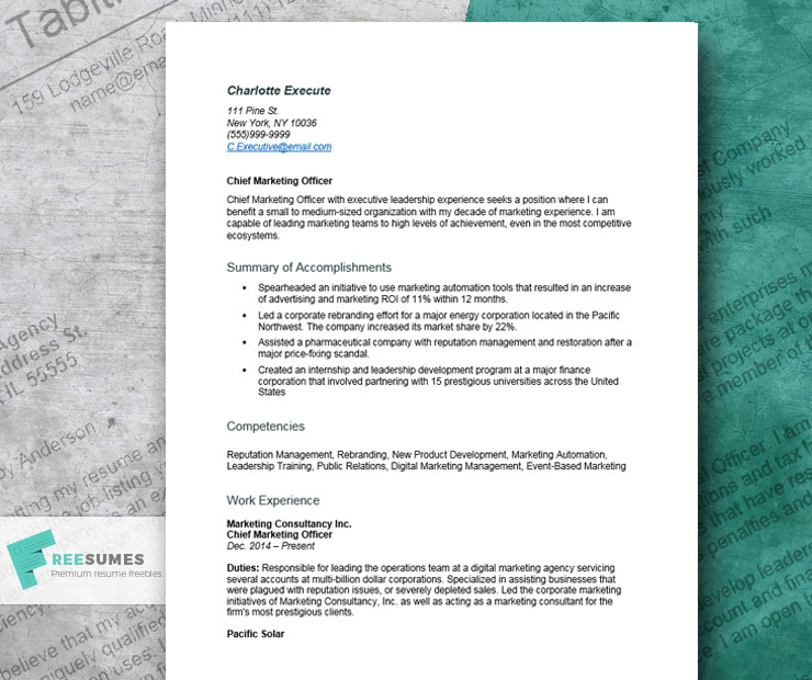 resume example for executive