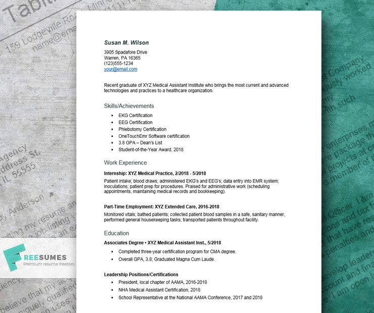 resume example for medical assistants