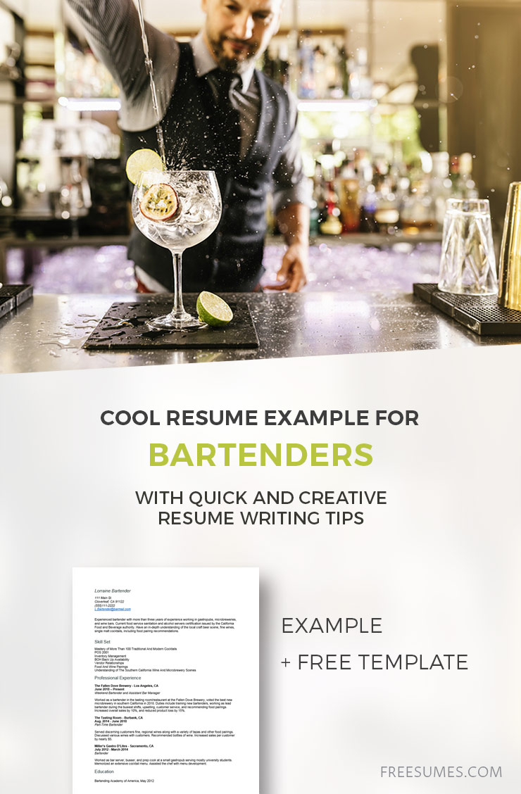 sample bartender resume