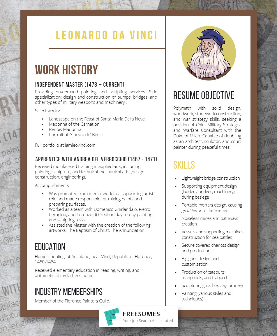 Leonardo da Vinci's resume