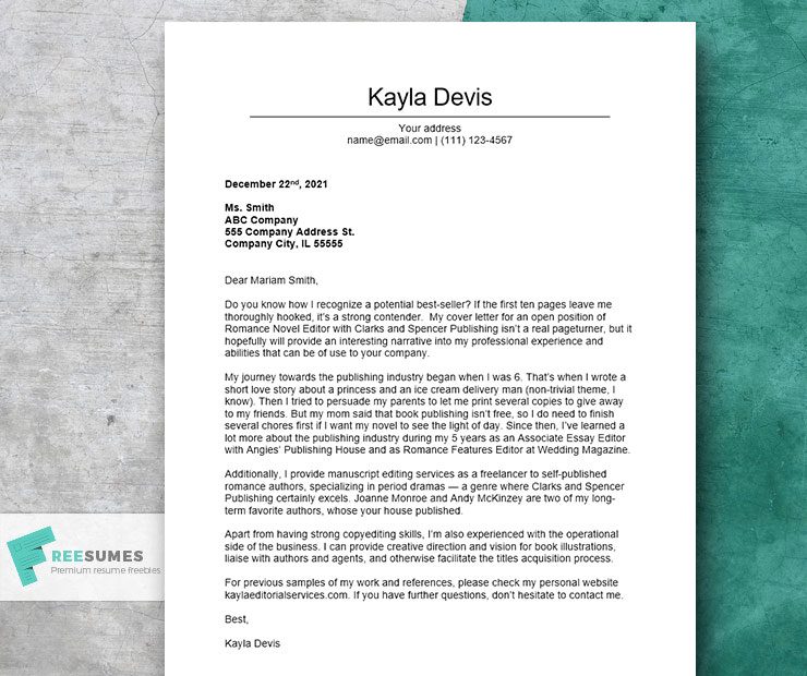 Cover letter example