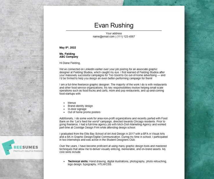 graphic design cover letter example and writing tips - freesumes security officer resume objective cv format for fresher engineer
