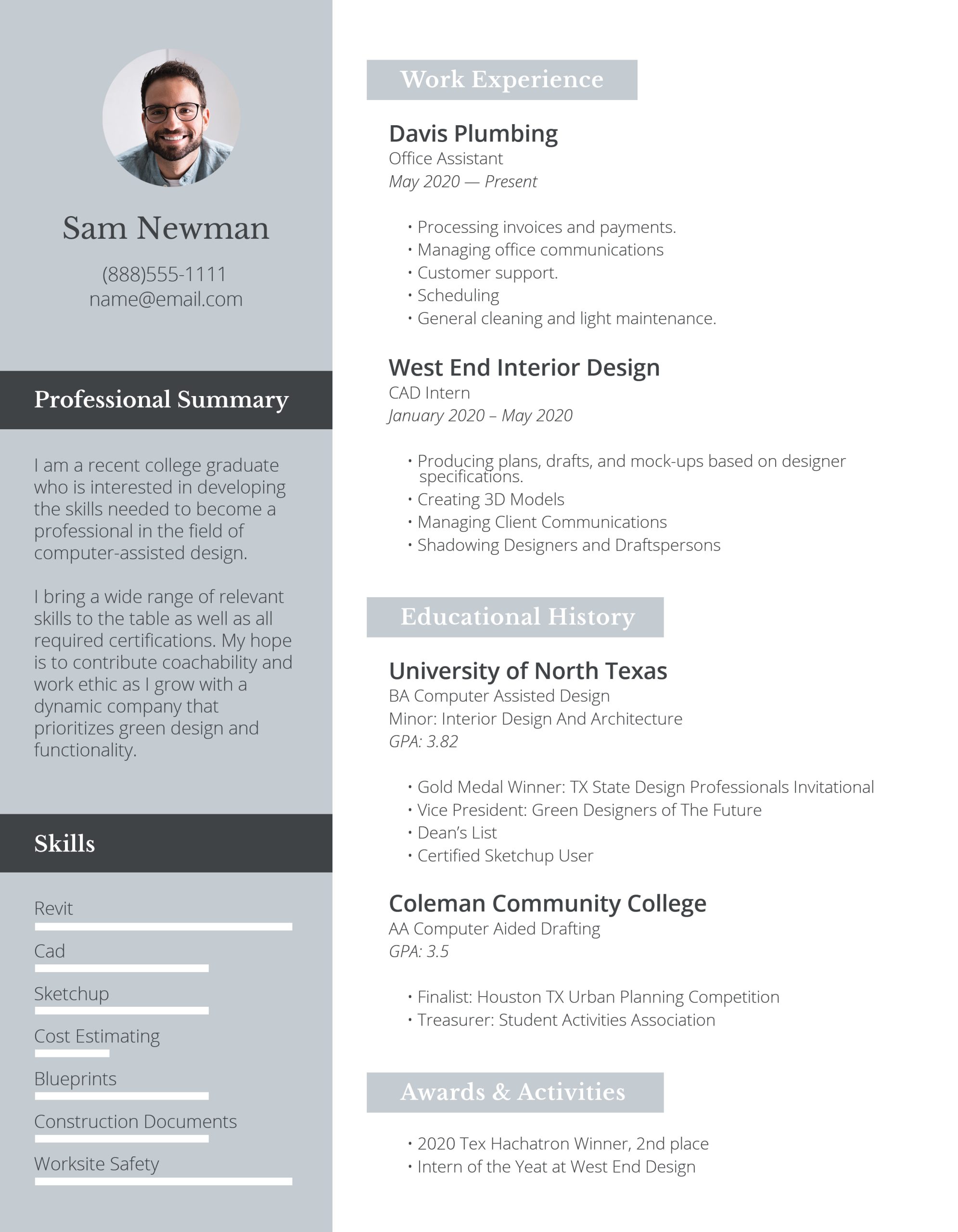 resume example for freshers