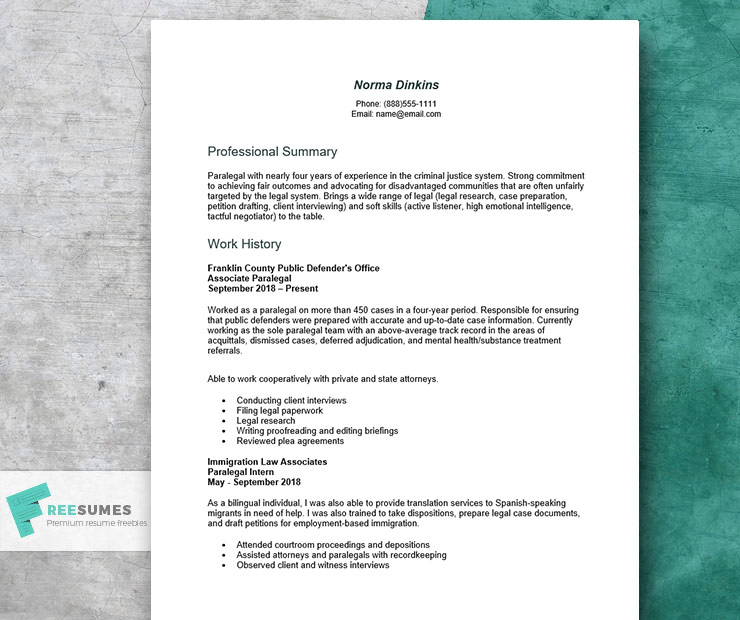 paralegal resume sample