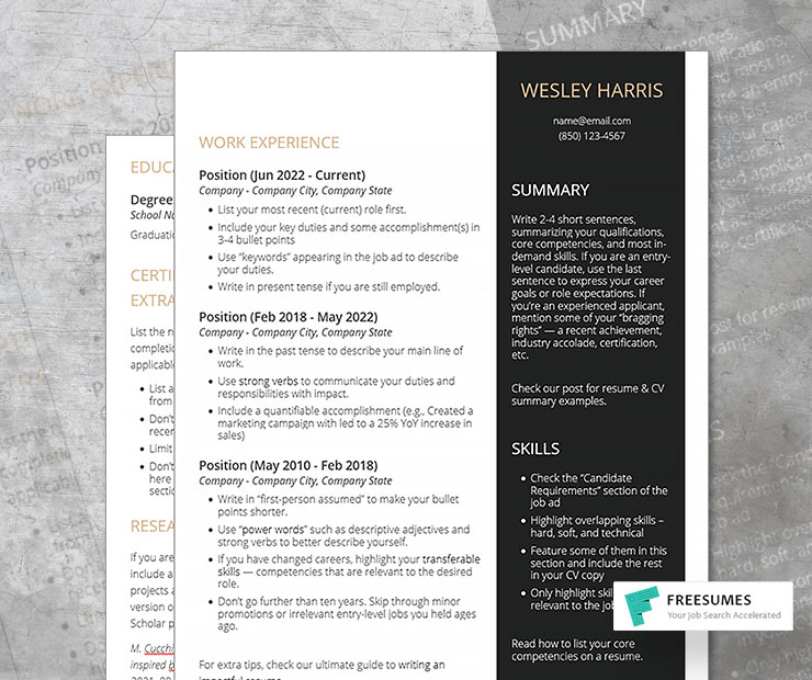 free 2-page CV template Doer