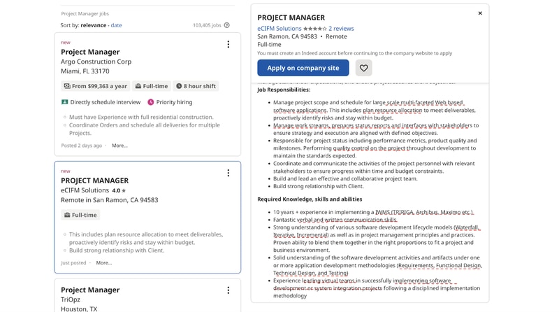 project manager job description
