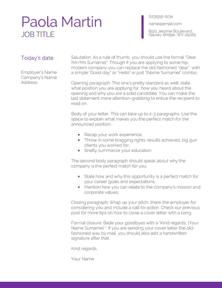cover letter template personality pitch