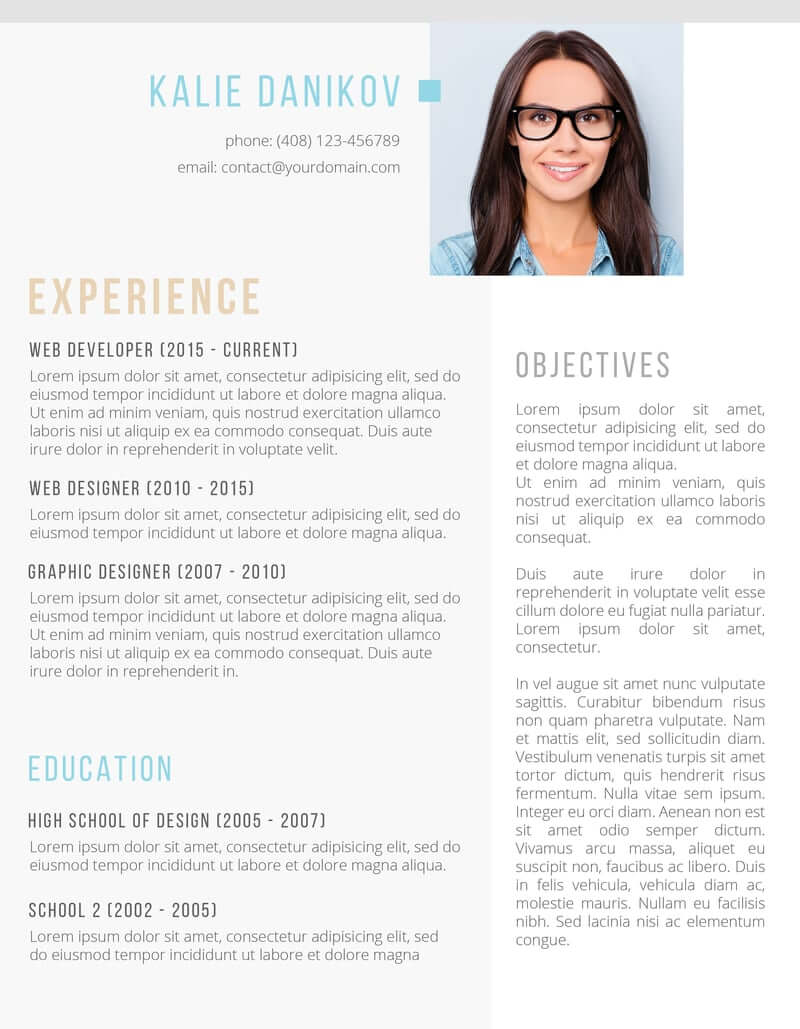 resume with picture template