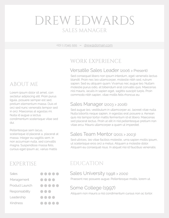 basic grey resume template