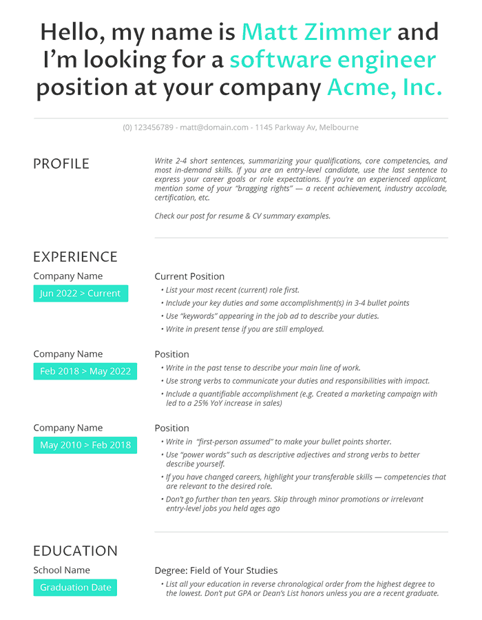 editable resume template free download