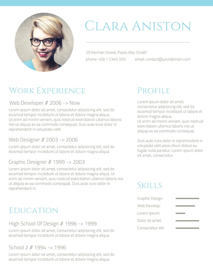 resume format with photo for word