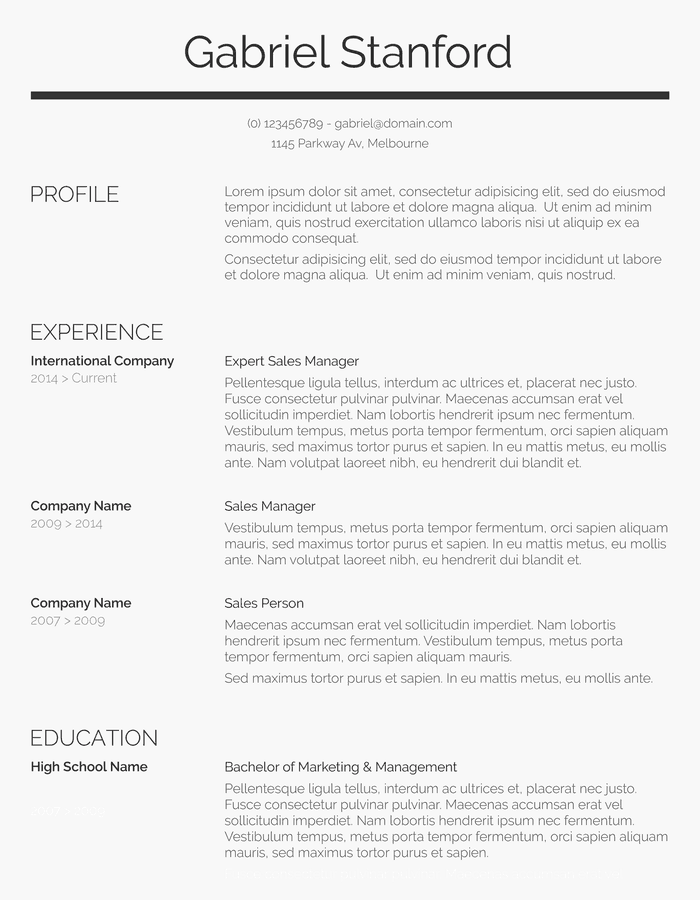 simple clean resume template