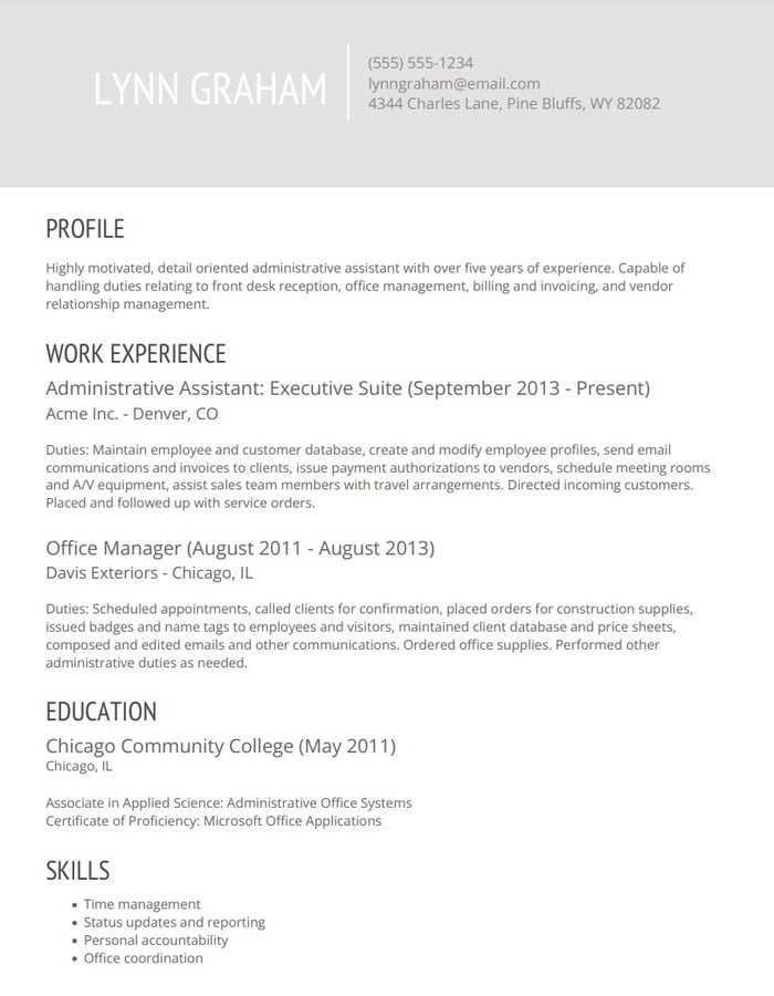 resume template builder shades of gray