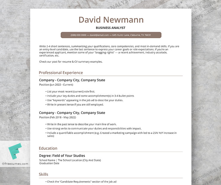 ATS resume template free download resume boost