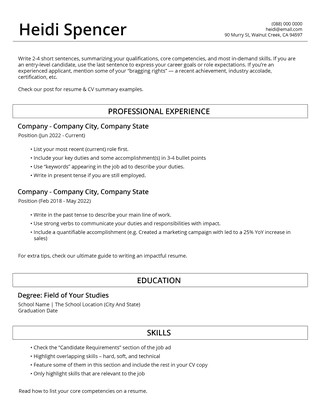 Free ATS-friendly Resume Template
